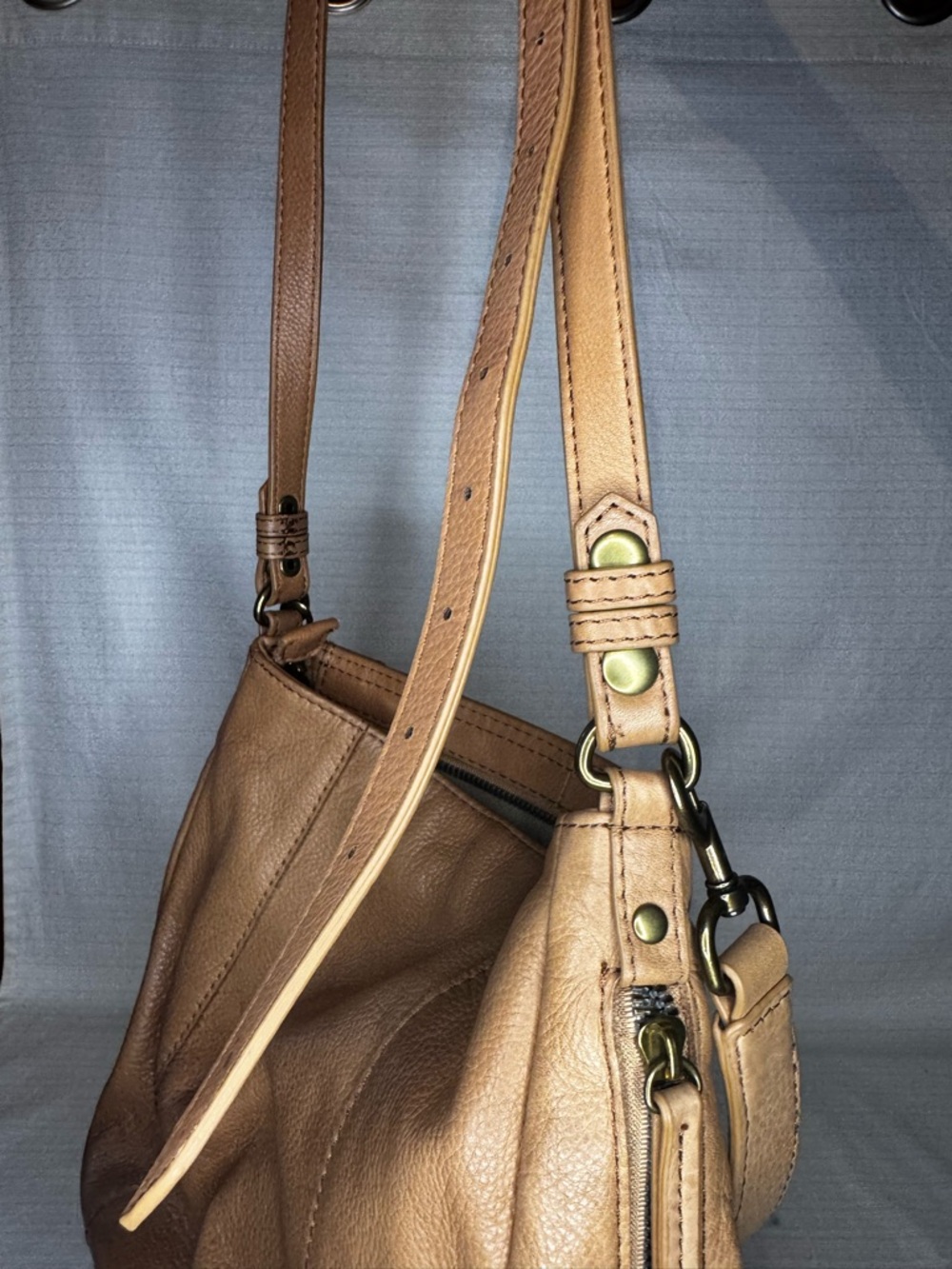 Vintage American Leather Co Crossbody Bag Brown Leather Purse Adjustable Strap - Picture 6 of 12
